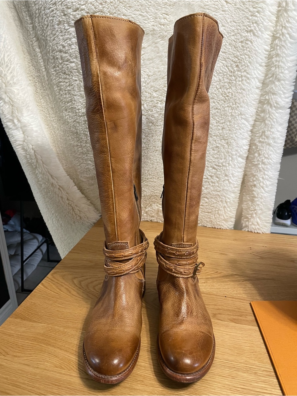 Bed Stu Tall Leather Over-the-Knee Boots in Cognac Brown
